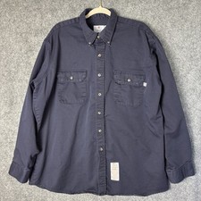 Tyndale Shirt Mens XL Navy Blue Flame Resistant Button Down Work Shirt Pockets