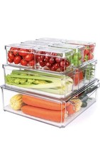 10 Pack Refrigerator Pantry Organizer Bins, Stackable Fridge Organizer Bins