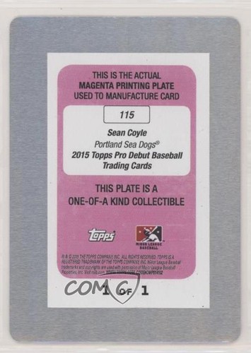 2015 Topps Pro Debut Printing Plate Magenta 1/1 Sean Coyle #115 fm0 - Picture 2 of 3