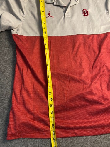 JORDAN Oklahoma Sooners Polo Shirt Men’s Large Red White OU Golf Dri-Fit On-Fiel - Picture 11 of 11