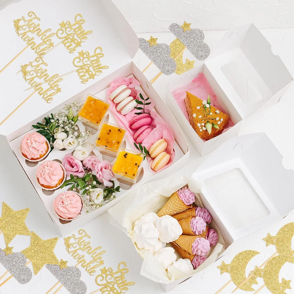 48 Piezas Brillo Pequeña Estrella Cupcake Toppers Luna Nube Cupcake Picks Twin Foto 4 de 4