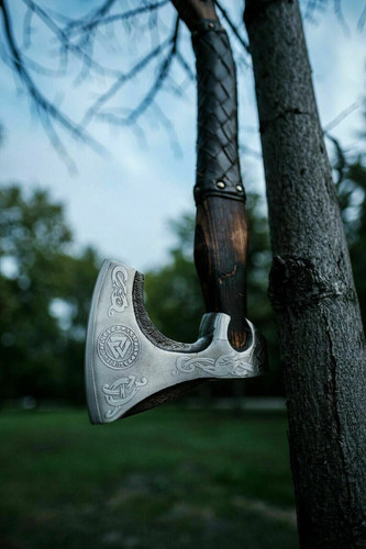 Battle Ready Norse Viking Axe Rosewood Handle Handmade Camping Hatchet - Bild 2 von 7