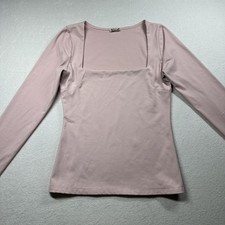 Free People Intimately Bodysuit M Dusty Pink Double V Neck Short Sleeve Stretch