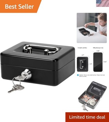 Key-Controlled X-Small Cash Box - Portable Storage for Coins and Medication