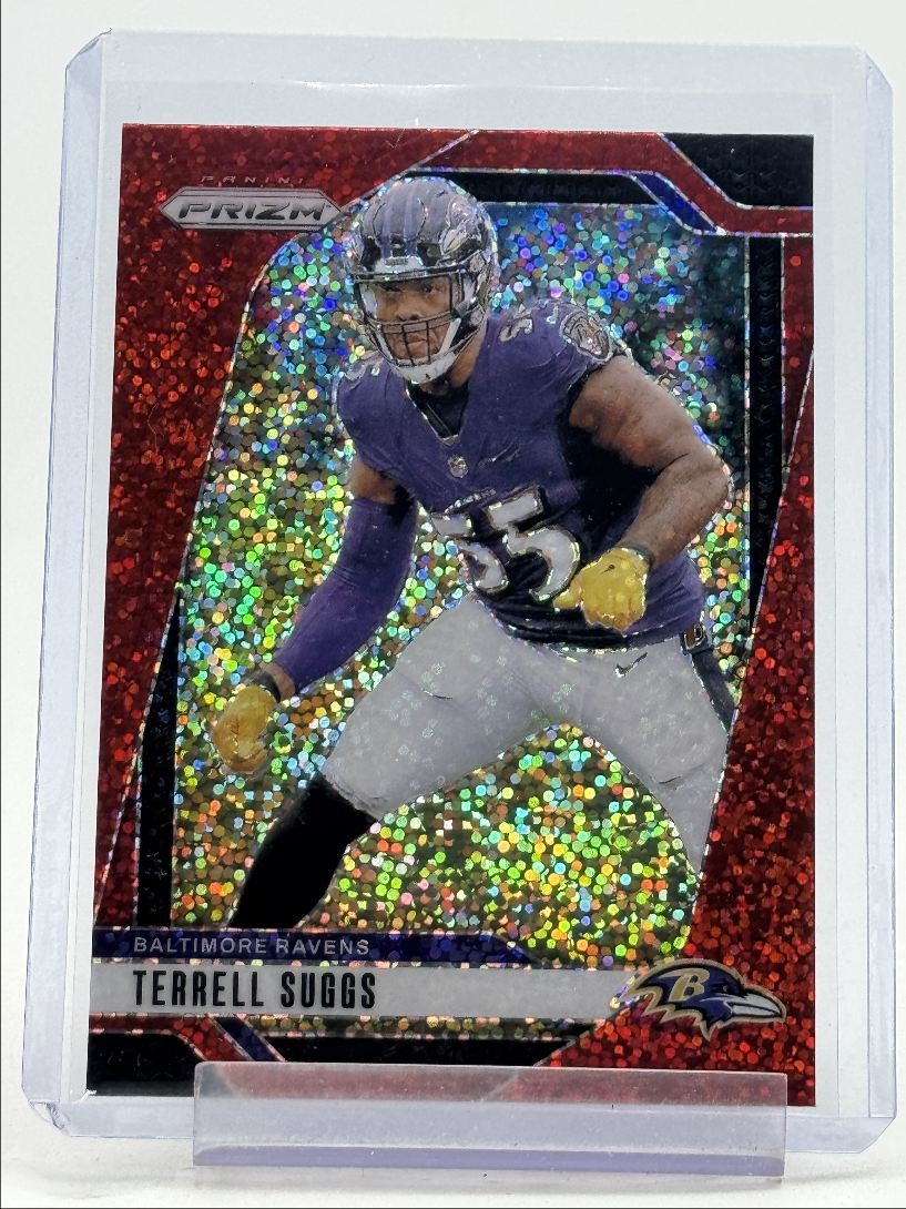 TERRELL SUGGS 2024 PANINI PRIZM RED SPARKLE SSP RAVENS Q3776