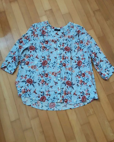 C. C. LUKE Bluse blau-weiß Streifen & Blumen Damen Halbarm DE 48-TOP-Zustand - Bild 5 von 7
