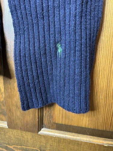 Polo Ralph Lauren blau Wolle Herren Schal grün bestickt Pony Logo 70" lang - Bild 2 von 3