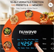 Nuwave Brio 15.5Qt Air Fryer Rotisserie Oven, X-Large Family Size,Powerful 1800W