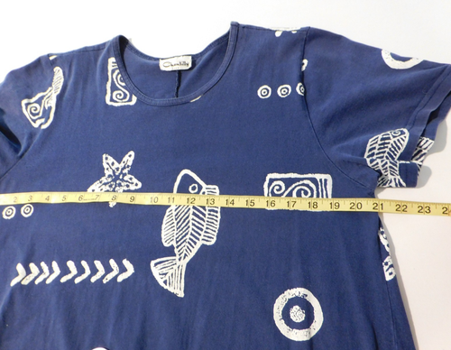 Chantilly Kleid Coastal Fish Print Kurzarm Maxi Island Urlaub Navy Large? - Bild 6 von 7