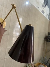 Adjustable Brass Wall Sconce Dark Cone Shade Mid-Century Modern Christmas Gift