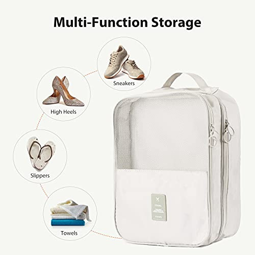 Travel Shoe Bag Holds 3 Pair of Shoes, Shoe Storage Pouch for Large-Beige - Bild 6 von 6