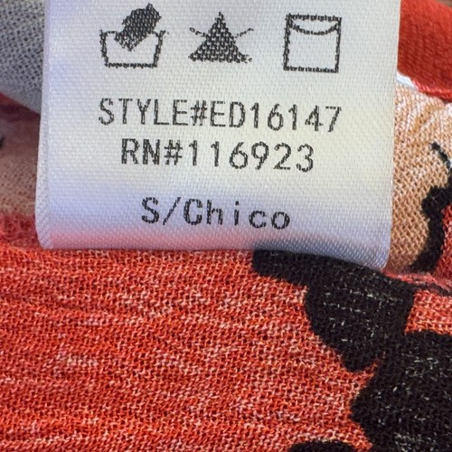 Easel Tiered Dress Size Small Orange Floral Print 3/4 Balloon Sleeve Tie V-Neck - Picture 9 of 9