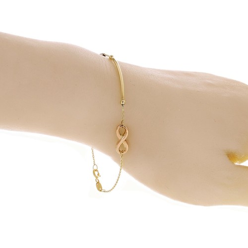 Italienisches 14k Tri Color Gold Unendlichkeit Charm Bar Gliederarmband 7,25" 1,7 Gramm - Bild 1 von 5