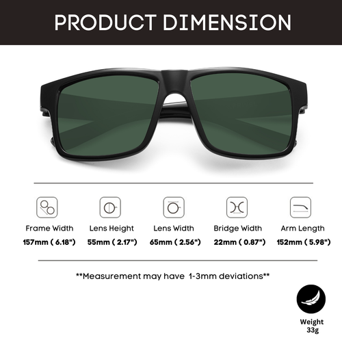Privel XXL Size Extra Large Square Polarized Sunglasses for Big Wide Heads 157MM - Picture 14 of 71