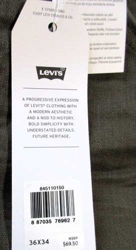 Levi's 511 Jeans Mens 36x34 Green Slim Fit Straight Leg Stretch Denim NEW $69.50 - Picture 24 of 24