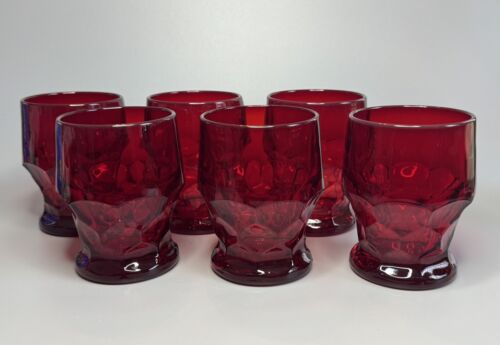 MCM Viking Glass 4.25" Georgian Honeycomb Ruby Red 9oz Tumbler #6903 - Set of 6 - Picture 3 of 10