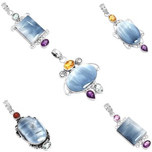 925-Sterling-Silver-Jewelry-Natural-Owyhee-Opal-Handmade-Pendant-cX420