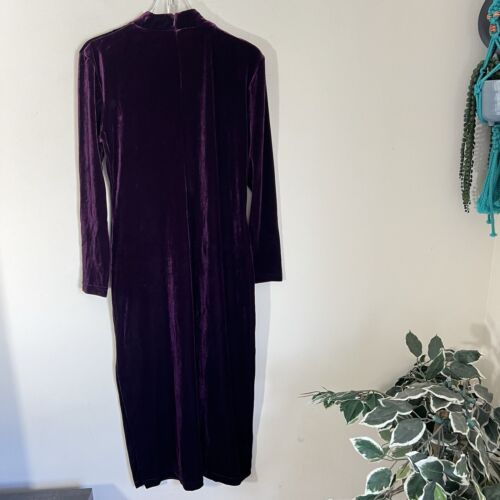 VTG 80s 90s Y2K Velvet Cheongsam Maxi Dress Goth Dark Pinup Whimsigoth 10 P - Picture 3 of 6