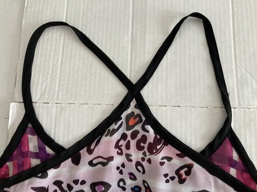 Vans Womens Chiffon Y strap Tank Mini Dress Cover up Pockets Geometric Print S-M - Picture 6 of 8