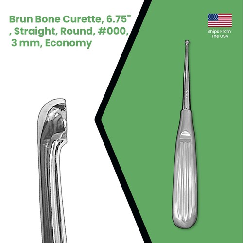 Juego de 4 curetas Brun Bone, 6,75", rectas, redondas, #000, 3 mm, económicas - Imagen 5 de 5