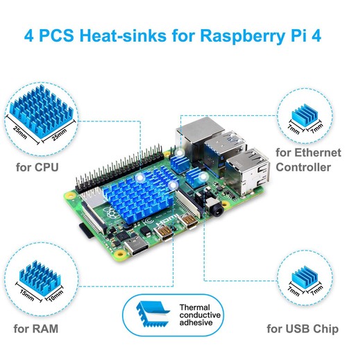 Raspberry Pi 4 Case with Fan Cooling , 4 Pcs Aluminum Heat Sinks , Case for R... - Picture 4 of 7