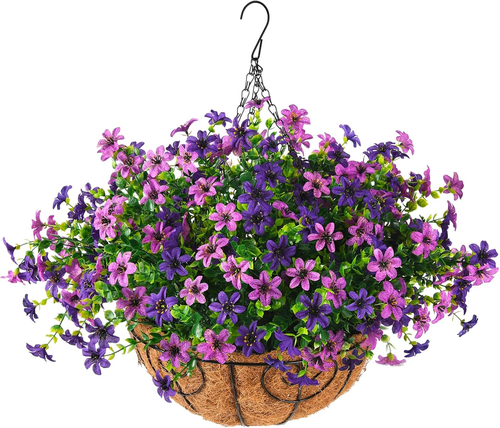 Artificial Faux Hanging Flowers Plants Basket for Outdoor Spring Decoration,Fake - Picture 9 of 12