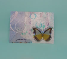 ORIGINAL ART HAND PAINTED ATC BUTTERFLY ON GELLI PRINTSCOLORFUL US BY SUE FURROW