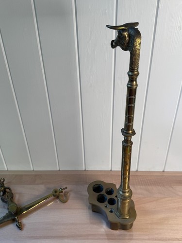 Vintage LIBRASCO Libra Scale Co. Bull's Head Brass Beam Scales & Weights - Picture 17 of 18