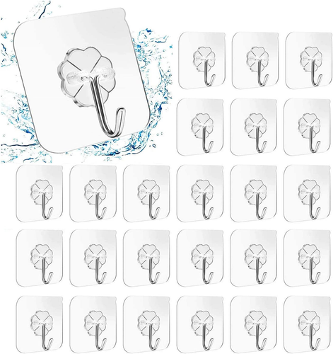 Heavy Duty Nail Free Sticky Hooks - 24 Packs, Max 13.2Lb, Stainless Steel, Reusa - Picture 10 of 12