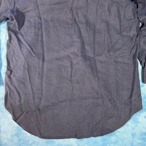 Barneys New York Men's 100% Linen Button Down Blue Shirt, Size M - Picture 16 of 19