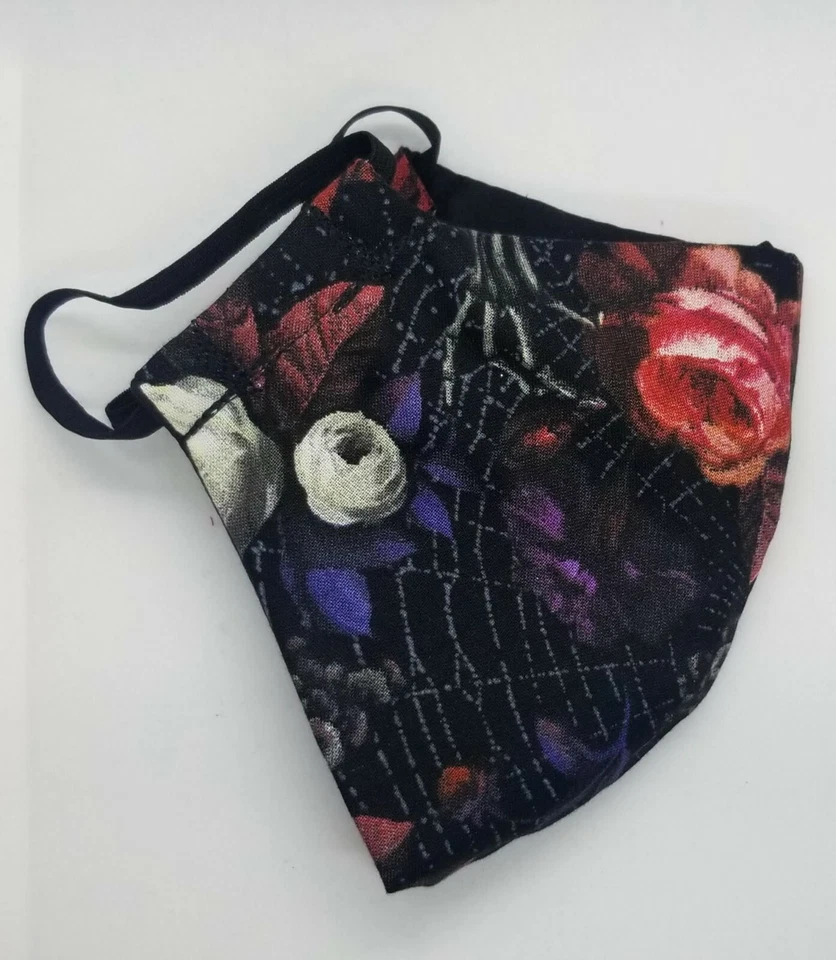 Floral Web skeletal print handmade facemask - Image 2 of 3