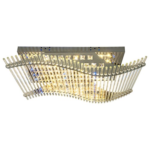 Wave Glass Crystal Chandelie LED Ceiling Light Flush Mount 7Color Remote Control - Picture 8 of 13