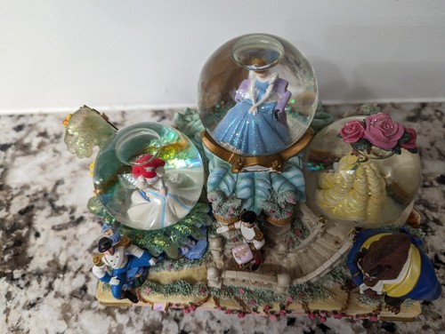Disney Princess Fairy Tales Musical Box Snow Globe Ariel Belle Cinderella Light - Picture 5 of 12