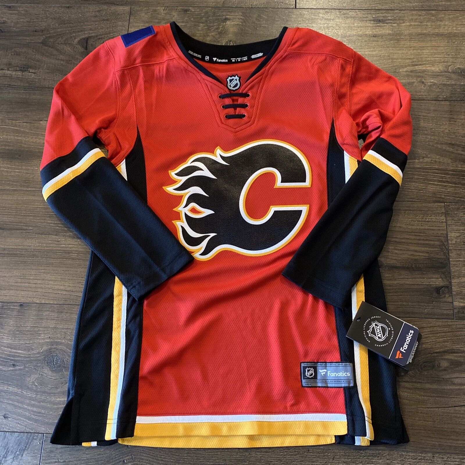 Women's Fanatics Branded Red/Black Calgary Flames Premier Breakaway Alternate Jersey Size: Extra Small