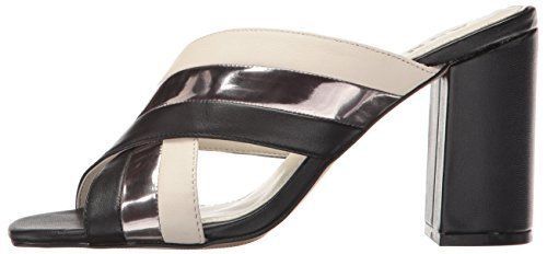 Anne Klein Wileta Black/Ivory Colorblock Strappy Leather Mule w/iflex Technology - Picture 5 of 6