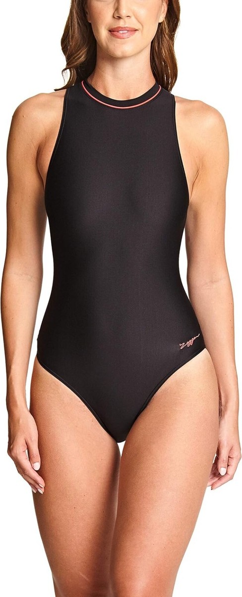 ワンピース水着 OSEREE Woman Swimsuit Black GPS250 BLACK Zoggs Women's Cable Zipped High Neck One Piece Swimsuit