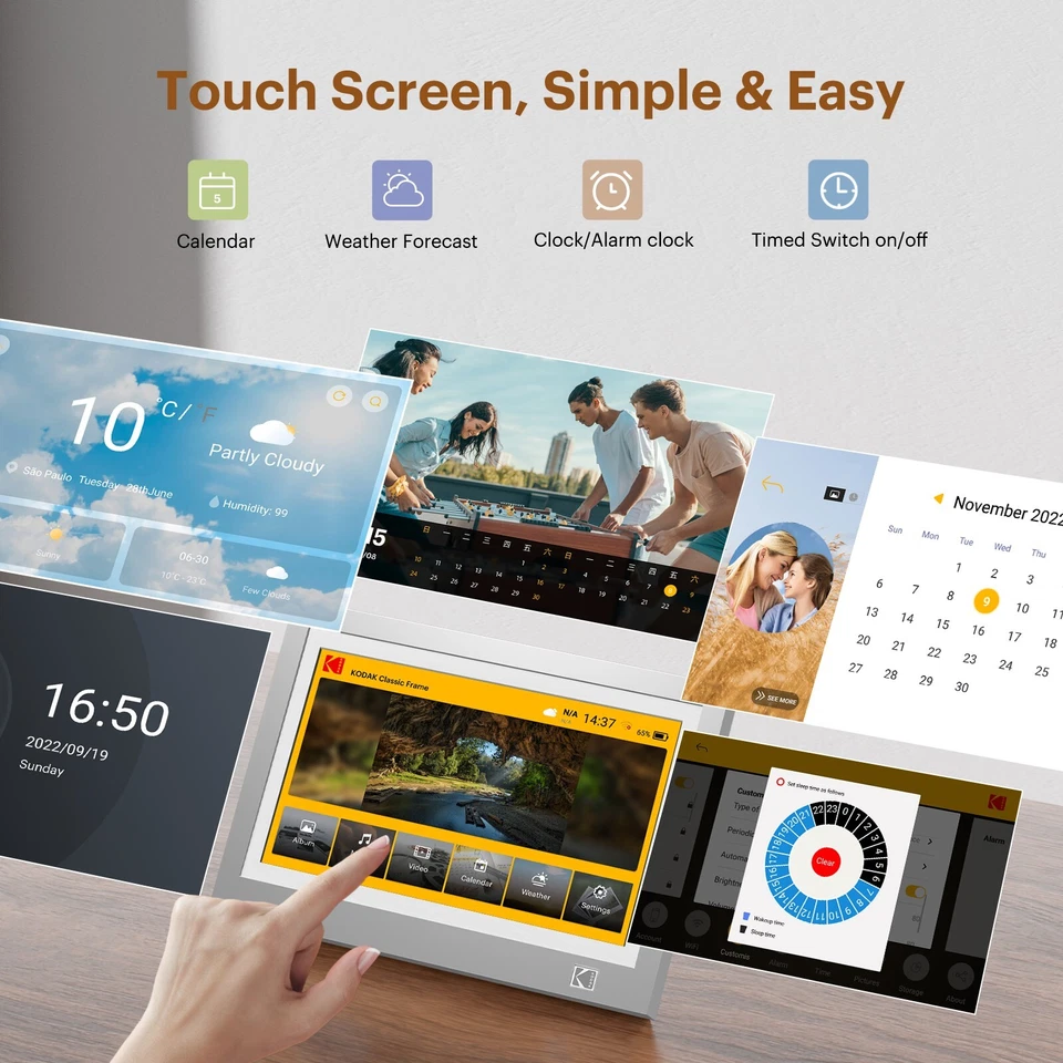 KODAK 11.6 inch Full HD Photo Frame, 32GB Wi-Fi Auto-Rotate Music Video Weather - Image 4 of 4