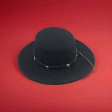 Womans Wool Felt Hat VTG Betmar Black Brim Decorations Black