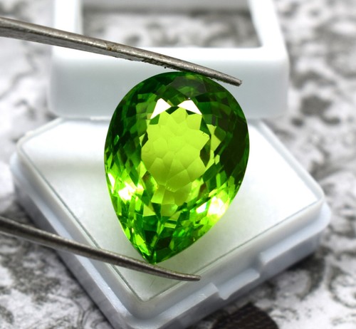 Certified & Affordable 40 CT Pear Cut Afghanitan's Green Peridot Loose Gemstone - Picture 8 of 9