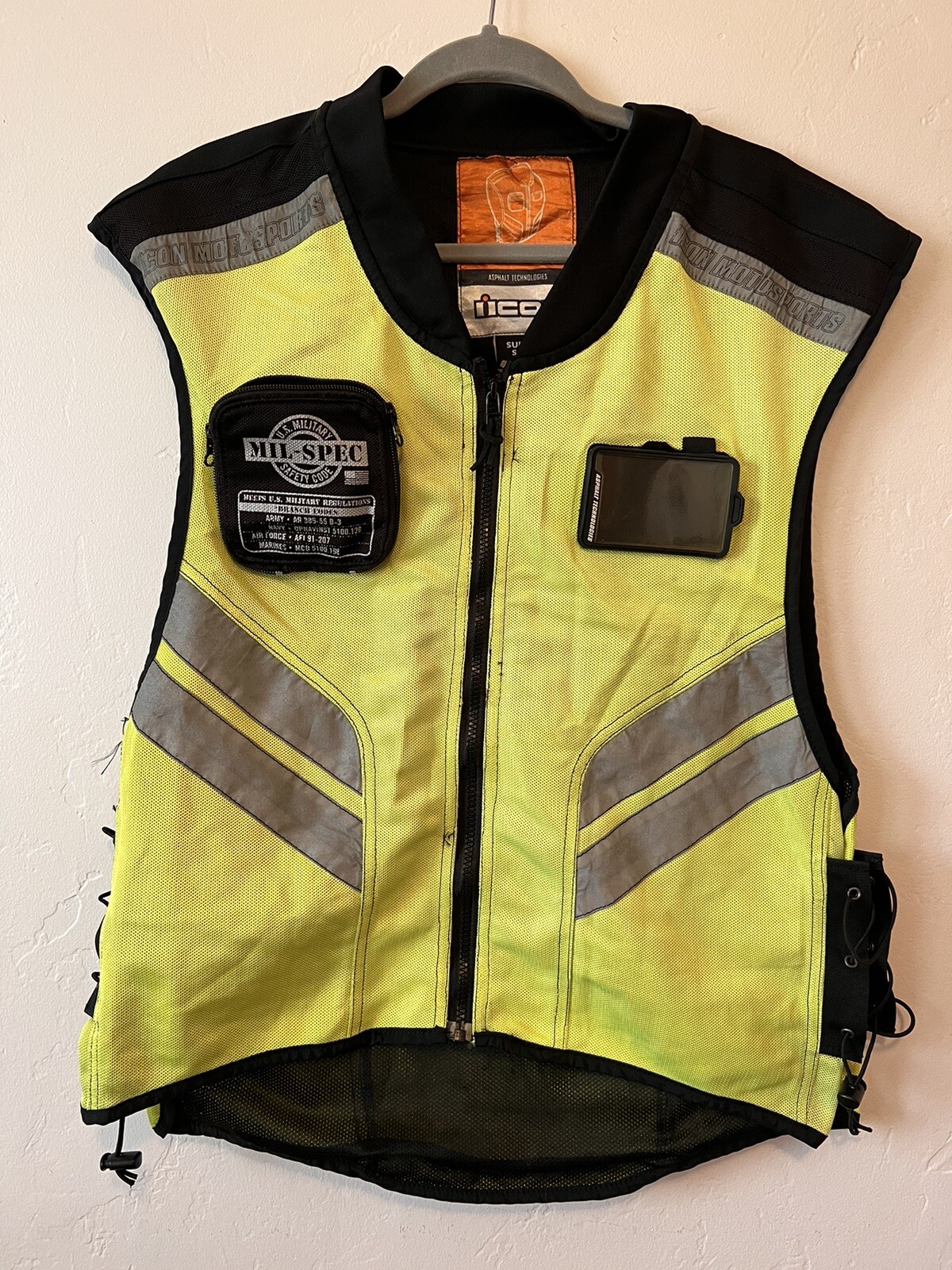 (2) ICON Mil Spec Mesh Reflective Motorcycle Vest Ful… Gem