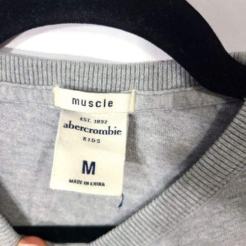 Abercrombie Kids Boys Muscle Size Medium M Long Sleeve Shirt Top Gray - Picture 2 of 9