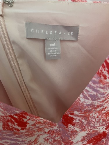 Chelsea28 Women’s Faux Wrap Camisole Long Dress Size XXL Red Pink Paint Splatter - Picture 2 of 4