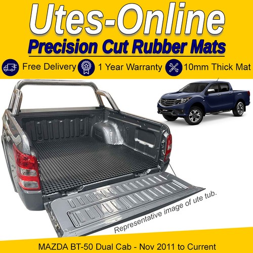 Heavy Duty Perforated Rubber Ute Mat For MAZDA BT-50 DUAL CAB Nov 2011- Sep 2020 - Picture 3 of 3