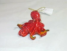 Octopus Hanging Ornament 3.75" Resin Red