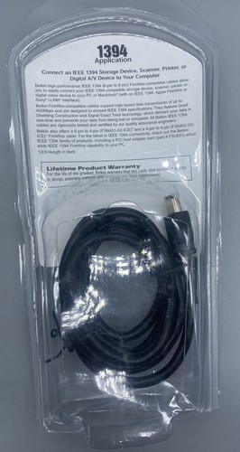 BELKIN 1394 6-PIN TO 4-PIN CABLE 6' OPEN BOX - Picture 2 of 4