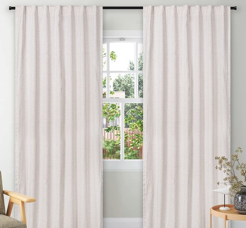 Linen Curtains,Natural Curtain in Linen Viscose Slub 50x96 Natural, 2 Panels ... - Picture 2 of 8