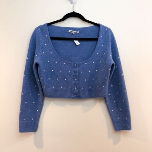 RARE Reformation + Net Sustain Nathalia Embellished Crop Wool Cardigan Sweater M - Picture 2 of 8