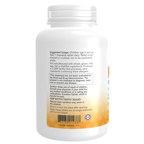NOW Foods Kid-Cal Orange U Delicious Chewable Calcium, 100 Chewable Lozenges - Picture 3 of 3