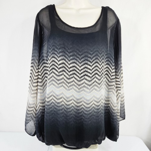 Quintessential Damen Top Bluse 2XL schwarz transparent leicht mit Tanktop innen - Bild 1 von 9