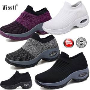 Women-039-s-Sport-Air-Cushion-Sneakers-Breathable-Mesh-Walking-Slip-On-Running-Shoes
